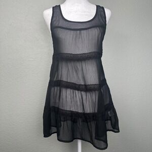 Xhilaration Sheer Tiered Mini Dress‎ Women Size S Black Whimsigoth Fairy Grunge